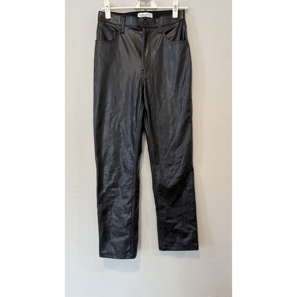 Abercrombie & Fitch Vegan Leather 90s Straight Pant Ultra High Rise 27 4R - Picture 3 of 12